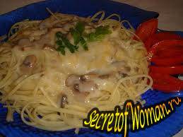 Спагетти с грибами и чесноком